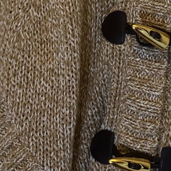 MICHAEL KORS Knit Poncho Cape Sweater Zip Up Cardigan Beige Tan Size S - Picture 14 of 15